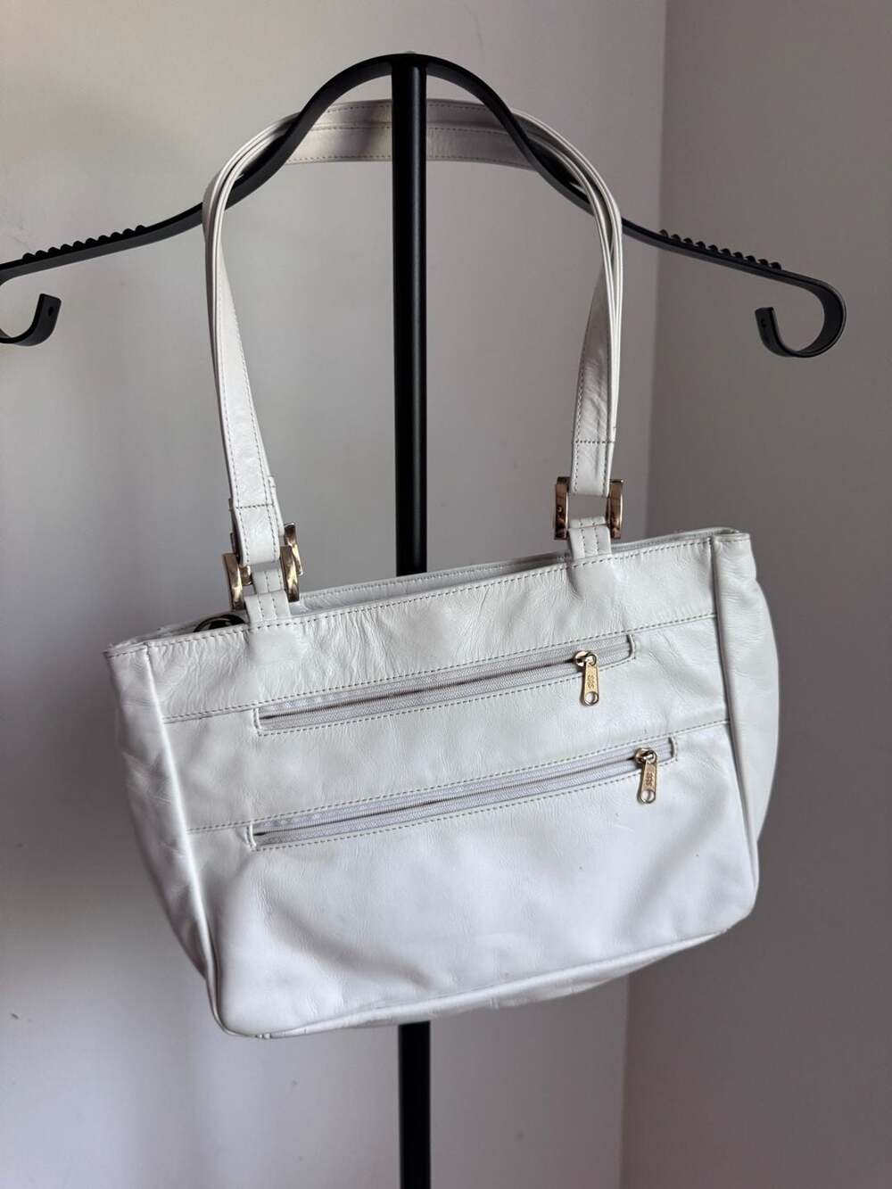 SAS Genuine Leather White Shoulder Bag Handbag Made in the USA